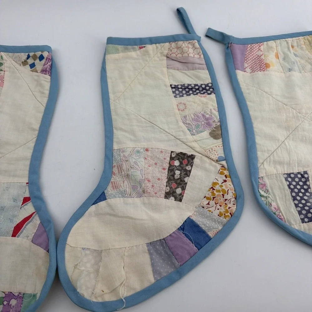 3 Handmade Christmas stocking Quilted Patchwork 13